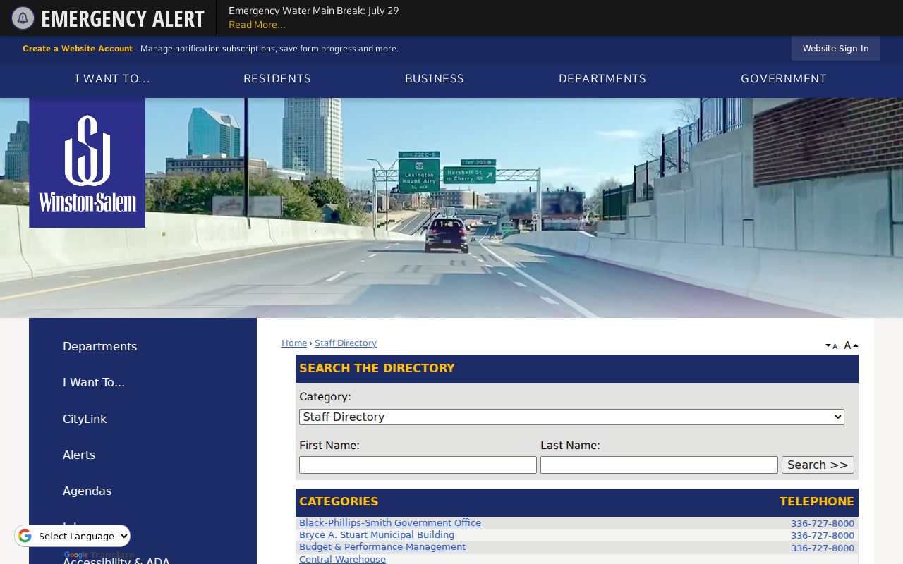 Winston-Salem people directories city staff search fields