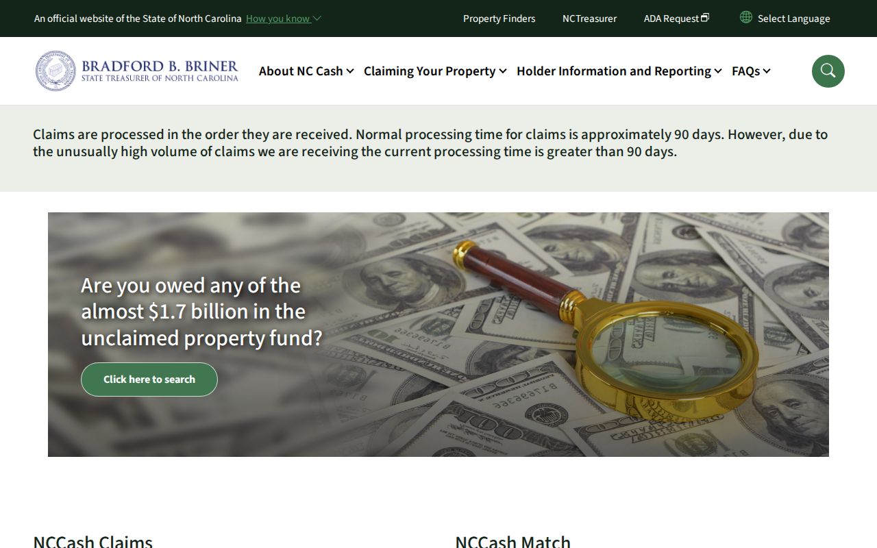 Winston-Salem public records official unclaimed property name search