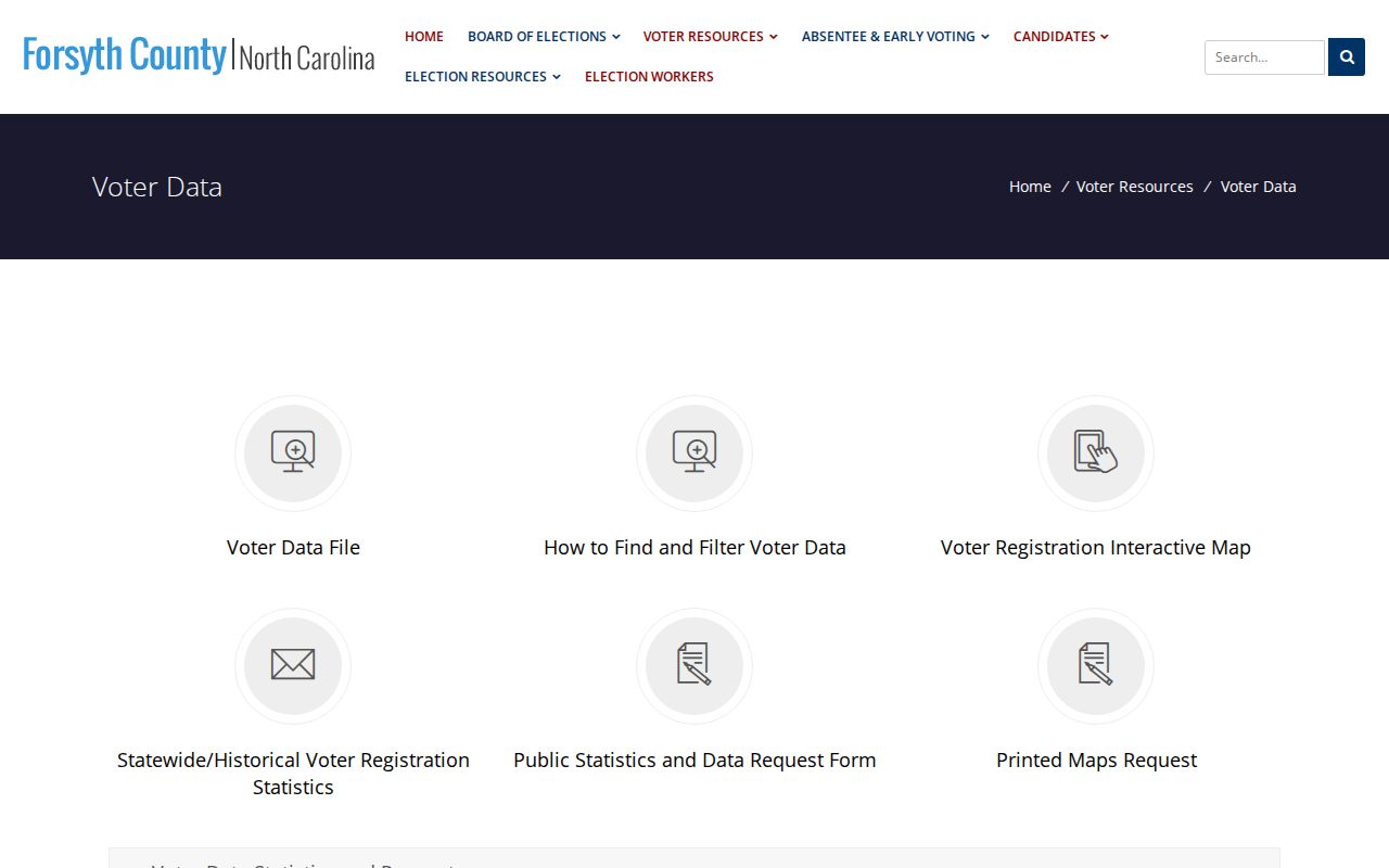 Winston-Salem voter records downloads and district statistics from Forsyth County